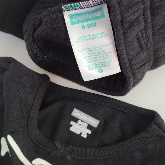 Garanimals black glow in the dark skeleton tee shirt sweatpants 6-9 months - Picture 9 of 11